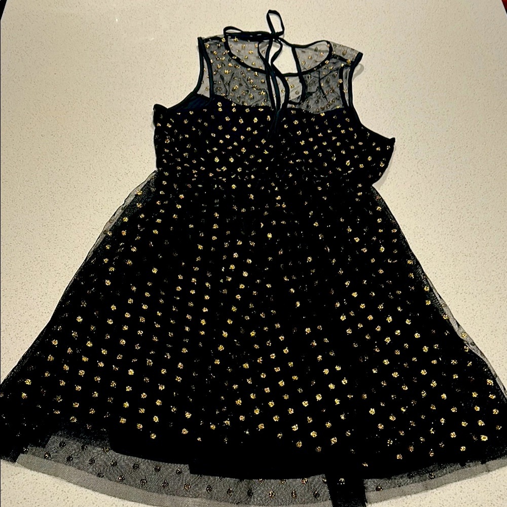 Black and Gold Sleeveless Dress